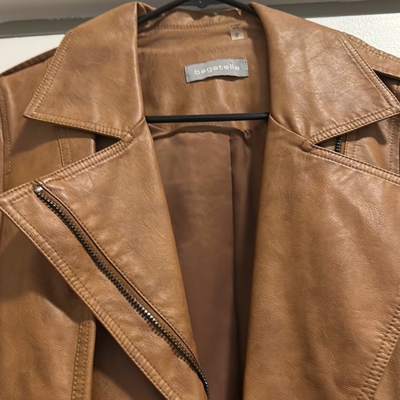 Brown leather biker jacket - Picture 2 of 4